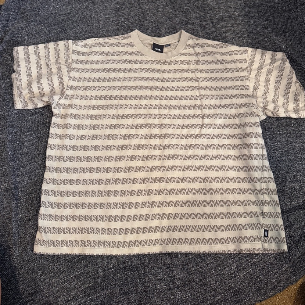 Vans Men's Palmer Jacquard Knit T-Shirt XXL London Fog Beige Loose Fit
